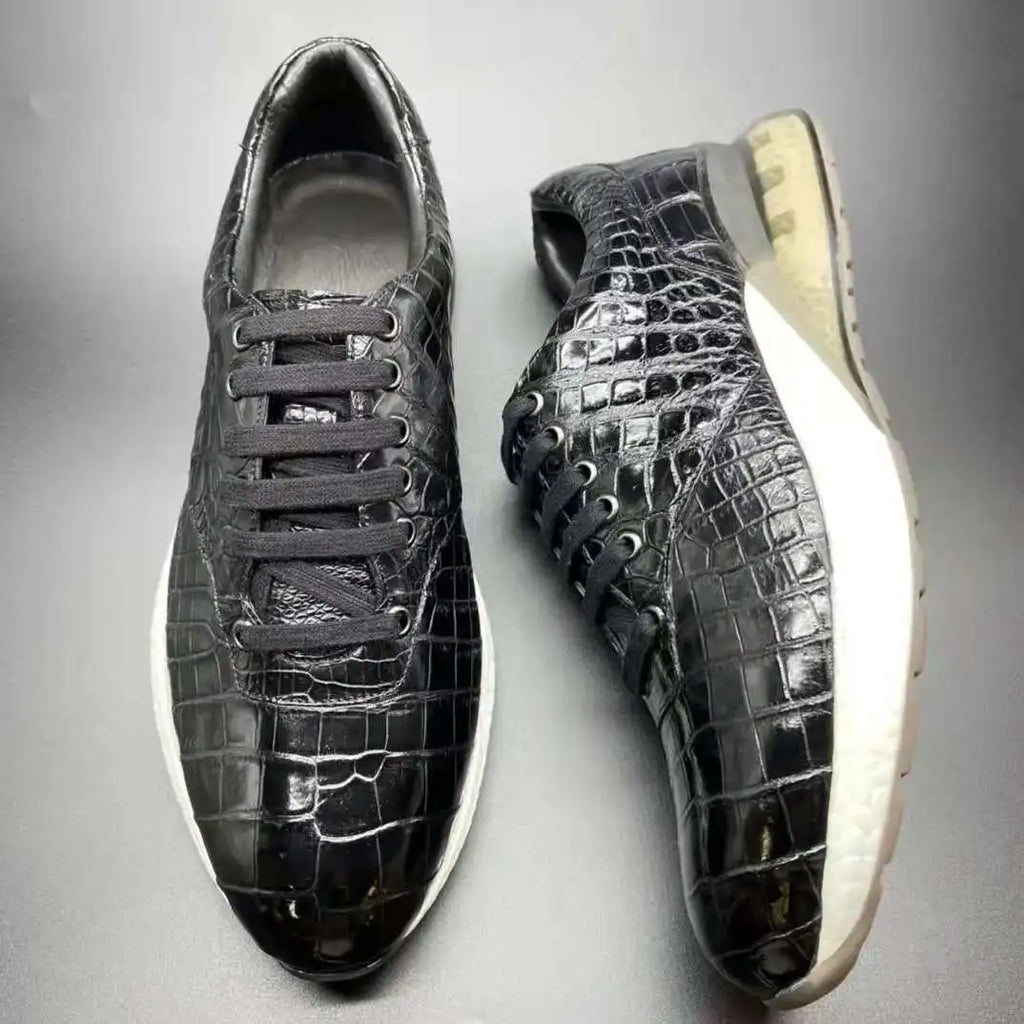 Shoes Men Sneaker Genuine Alligator Leather High Grade Walking Style Man Shoes New Chaussures-Homme Design Sports Shoes for Men