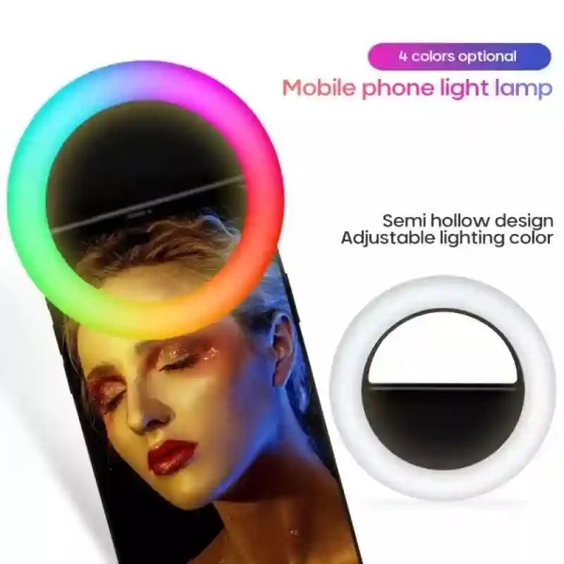 Clip-On LED Ring Light for Phone - RGB Dimmable Content Creation Lighting Tidesmit