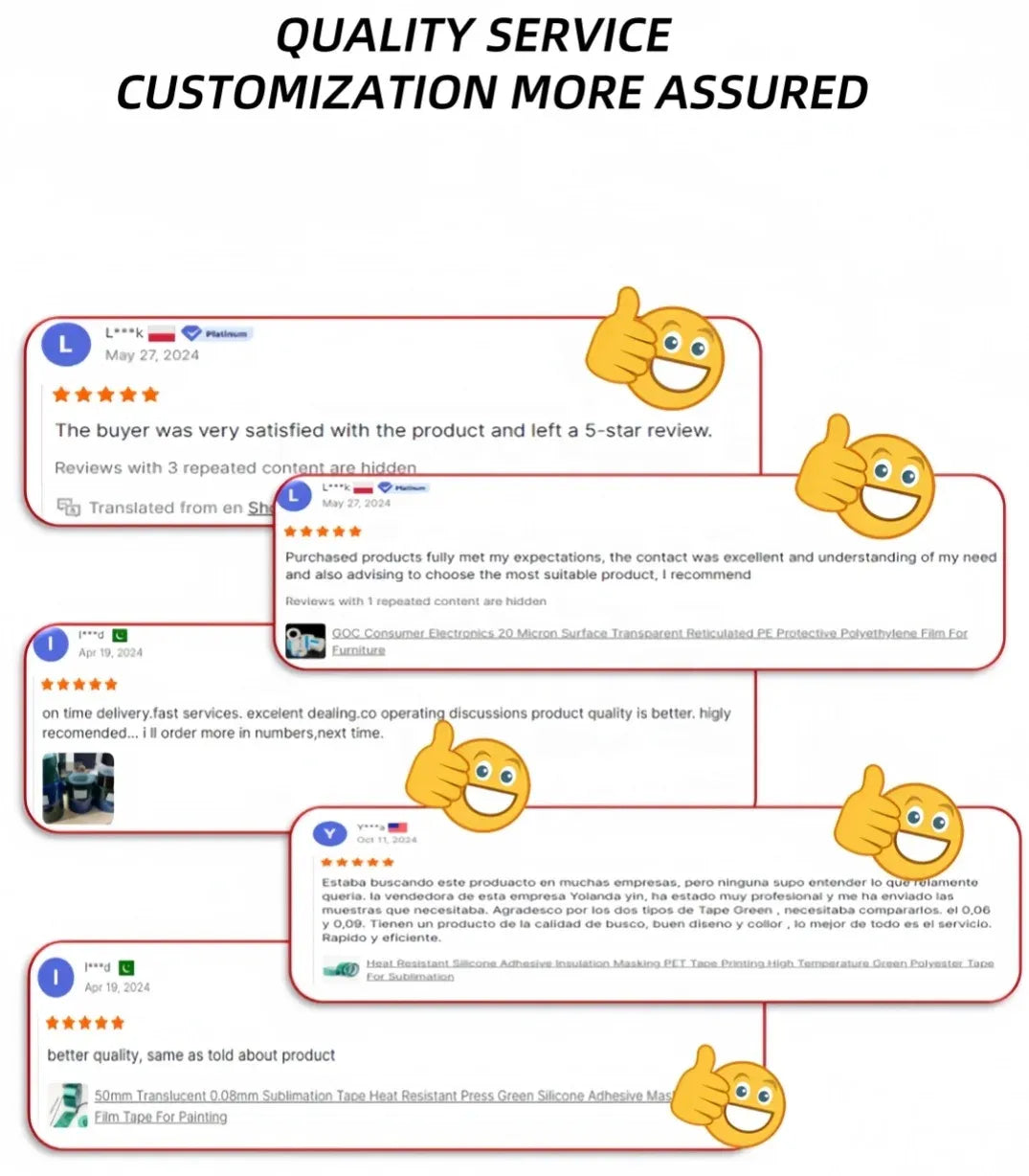 Customer service and quality review infographic with testimonial blocks