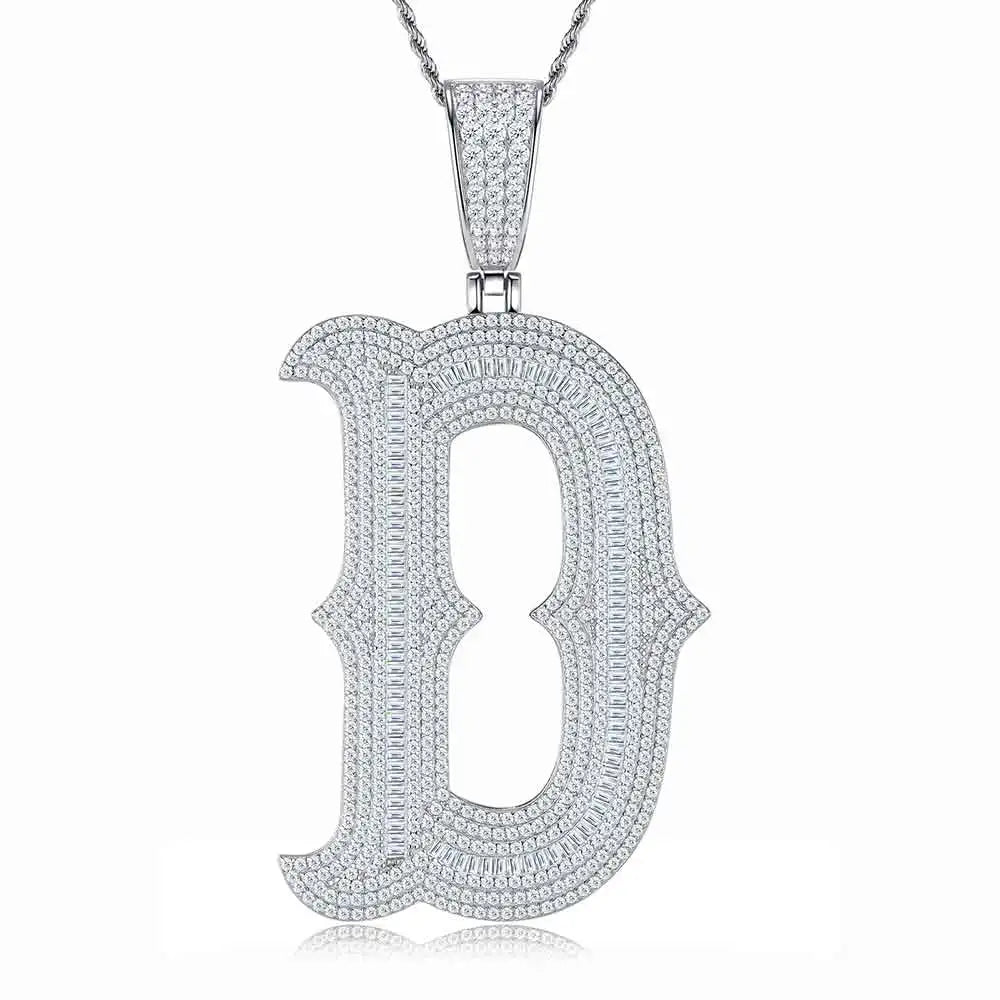 Factory Wholesale D Letter VVS Moissanite Pendant Necklace 925 Silver Platinum Plated Iced Out Custom Name Hip Hop Jewelry
