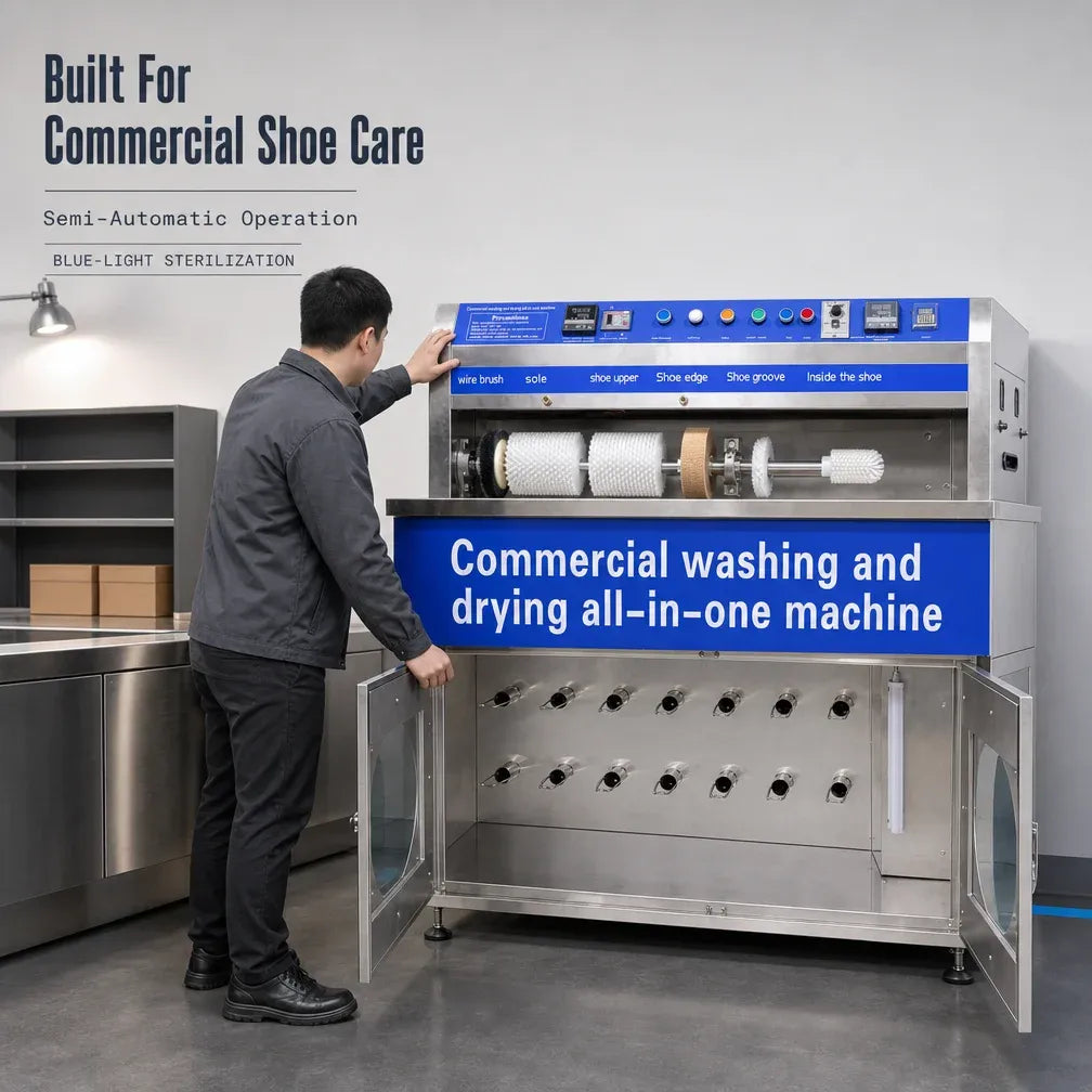 Commercial Shoe Washing Machine Semi Automatic Shoe Dryer All in One Washer Blue Light Sterilization Cabinet