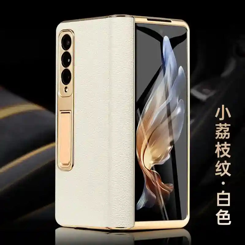 Samsung Galaxy Z Fold 6 Leather Case with Hinge Protection white2 OPP Bag Tidesmit