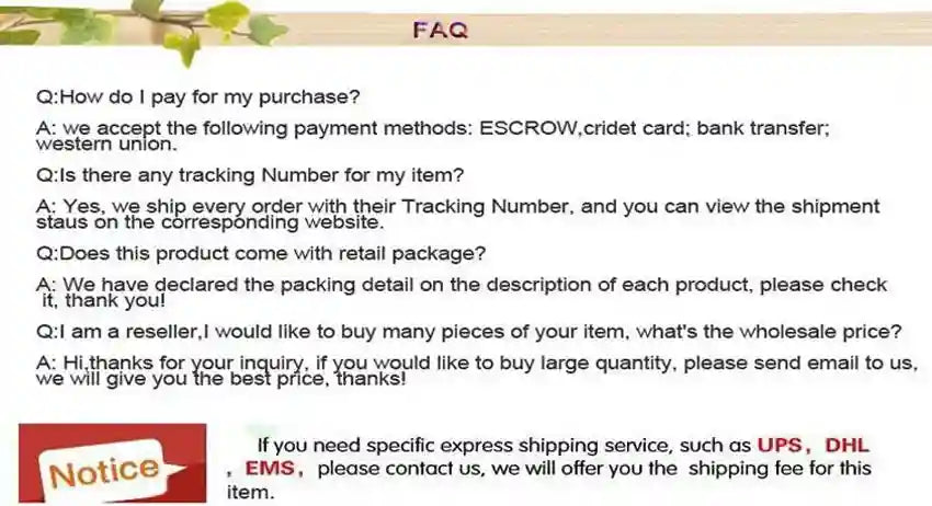FAQ text for dual ionic cleanse foot detox spa machine, including payment methods, shipping, and wholesale options.