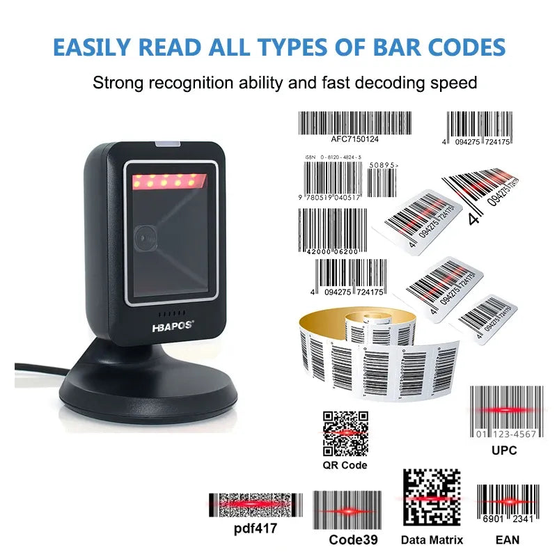 Barcode Scanner 2D All-Round Desktop Automatic Sensing Data Matrix Reader Supermarket USB Barcode Reader 1D 2D QR Code
