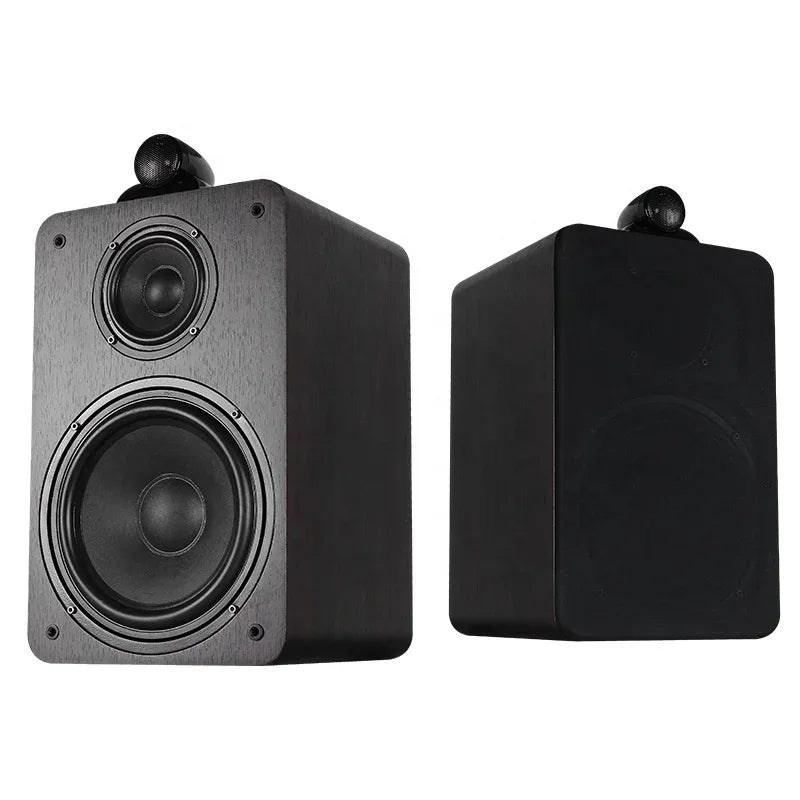 3-Way Passive Bookshelf Speakers - Black Wood 1-Inch Tweeter Cabinet My Store