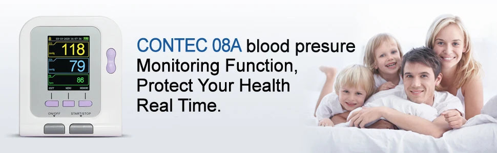 CONTEC Digital Blood Pressure Monitor Contec08A Adult SPO2 Probe 3 Cuffs PC Software Sphygmomanometer LCD Display Child Infant