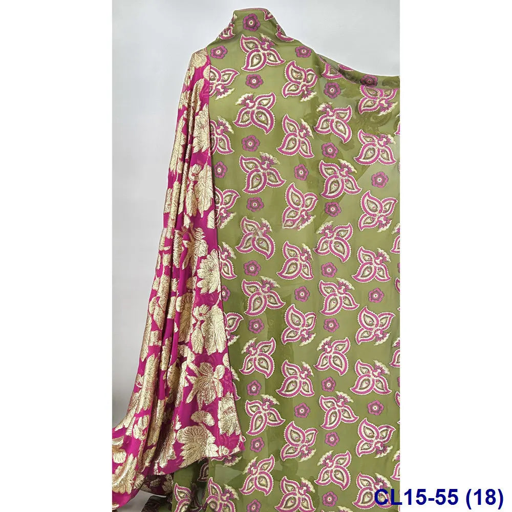 Lisami RTS Luxury Silk Fabric Elegant Multi-Color 3D Metallic Handcut for Dresses Weddings and Curtains