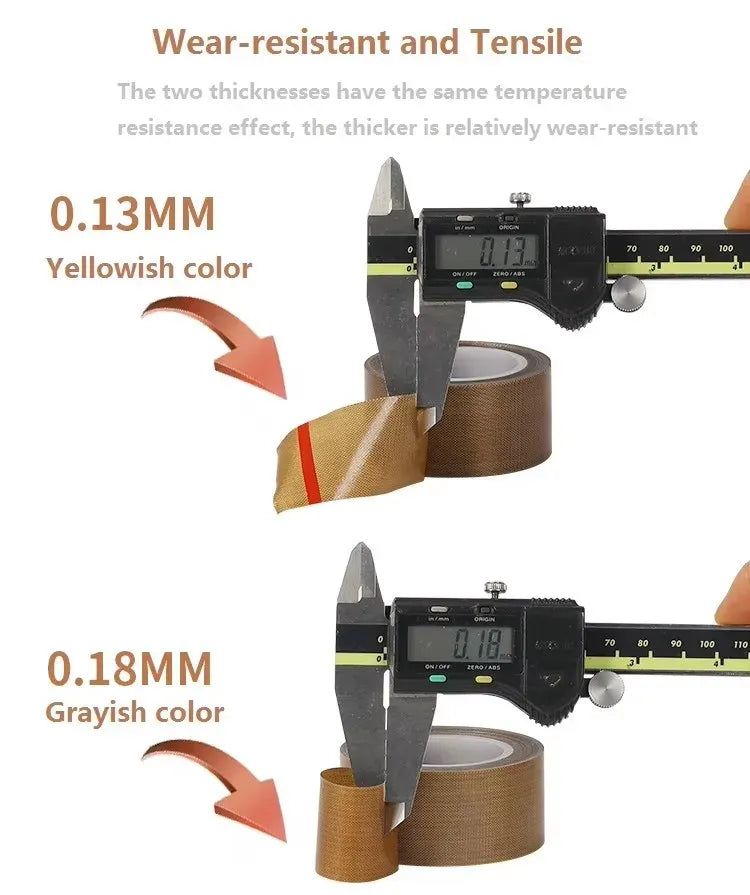 Heat-sealing tape rolls, shown thickness 0.13mm and 0.18mm in tan and gray