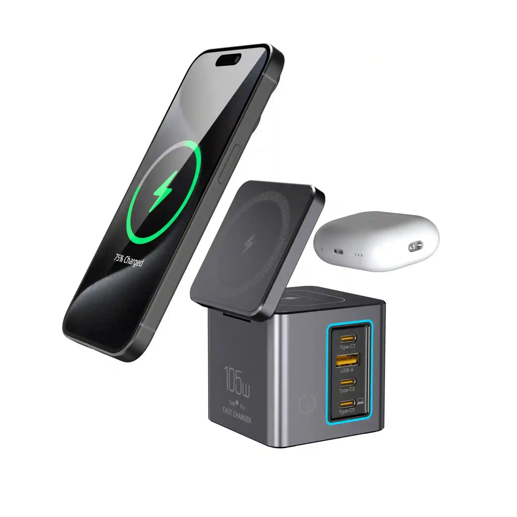 6-in-1 Wireless Charging Tower - Qi Certified Multi-Device Station Tidesmit