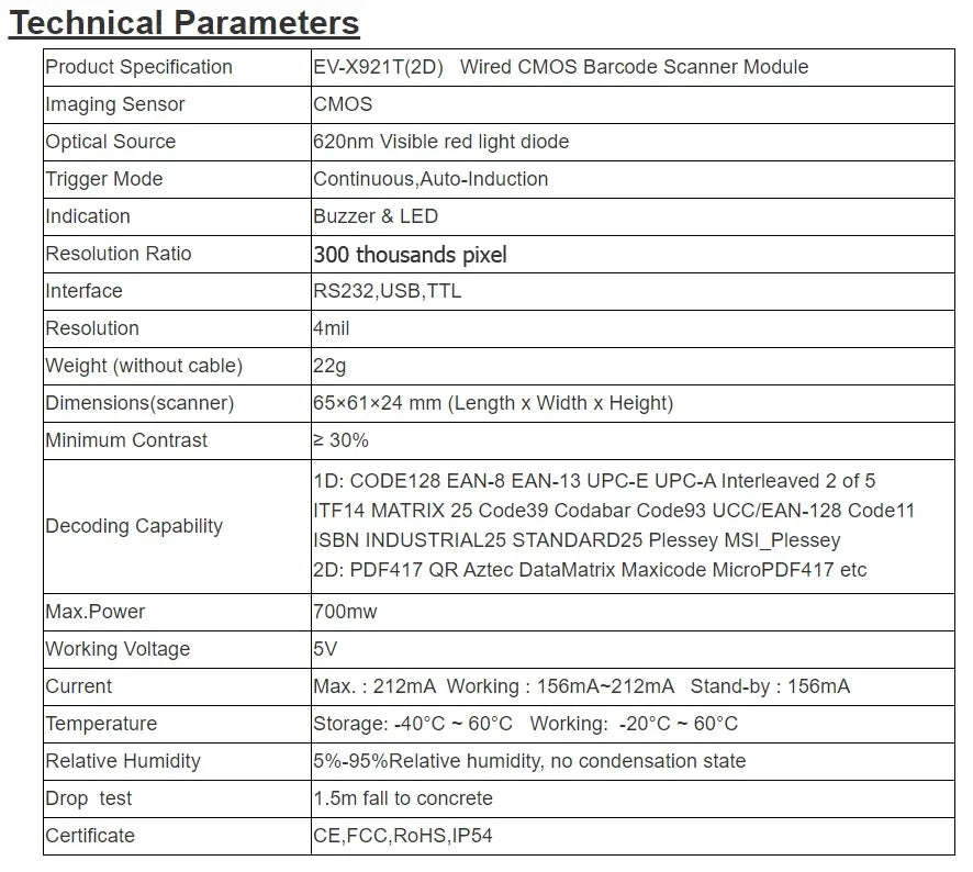 RS232 USB TTL 2D Barcode Scanner Module Embedded mini size scanning module Automatic intelligent sensitive sensing 2D QR reader