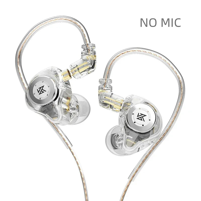 KZ EDX Pro Bass Earphones Sport Running Wired Hanging In Ear Headphones Stereo Noise Cancelling Headset Earbuds With Mic Gamer Clear NO MIC China Mainland Tidesmit