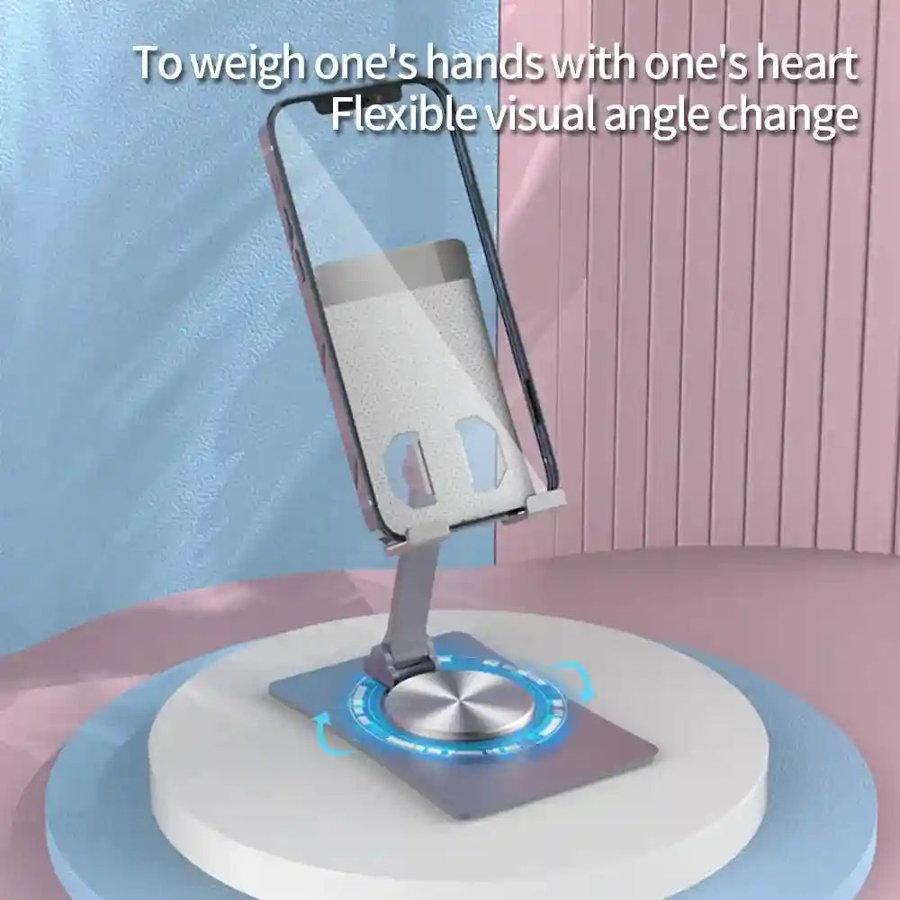 Foldable Aluminum Phone Stand: Adjustable Rotating Desktop Mount Tidesmit