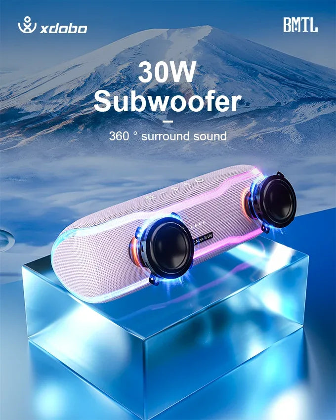 Portable Bluetooth Speaker 30W Waterproof IPX7 RGB LED - Black My Store