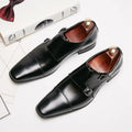 Men's Trendy Office Dress Shoes Big Size Breathable Wedding Shoes with Big Monk Strap Style Leather Style