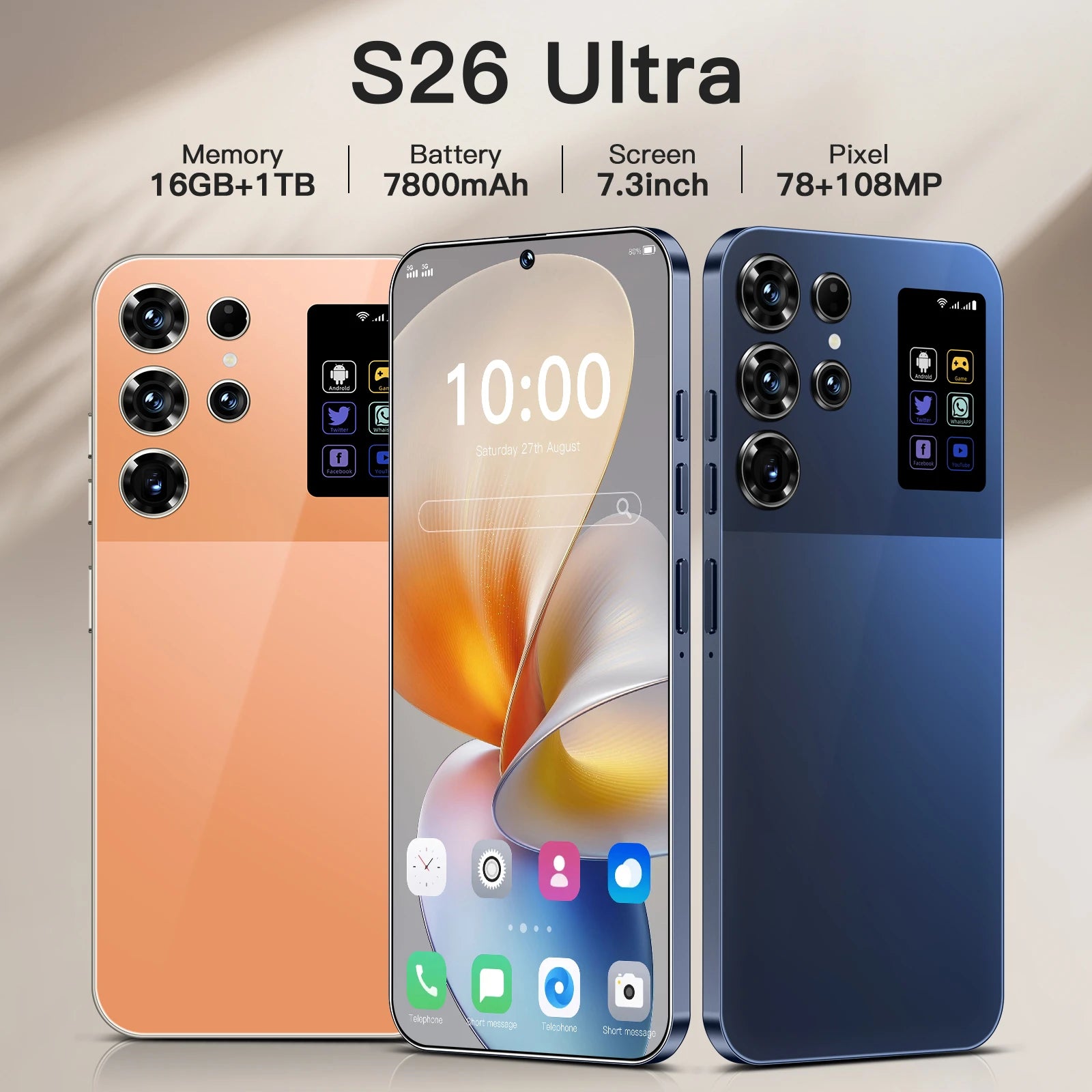 S26 Ultra 5G Smartphone, 16GB RAM, 1TB Storage - Black Tidesmit
