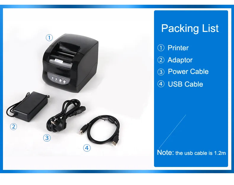 New Xprinter XP-365B Printer 80mm Thermal Barcode Price Printer Launch Thermal Printer USB or Bluetooth Interface Ticket Printer