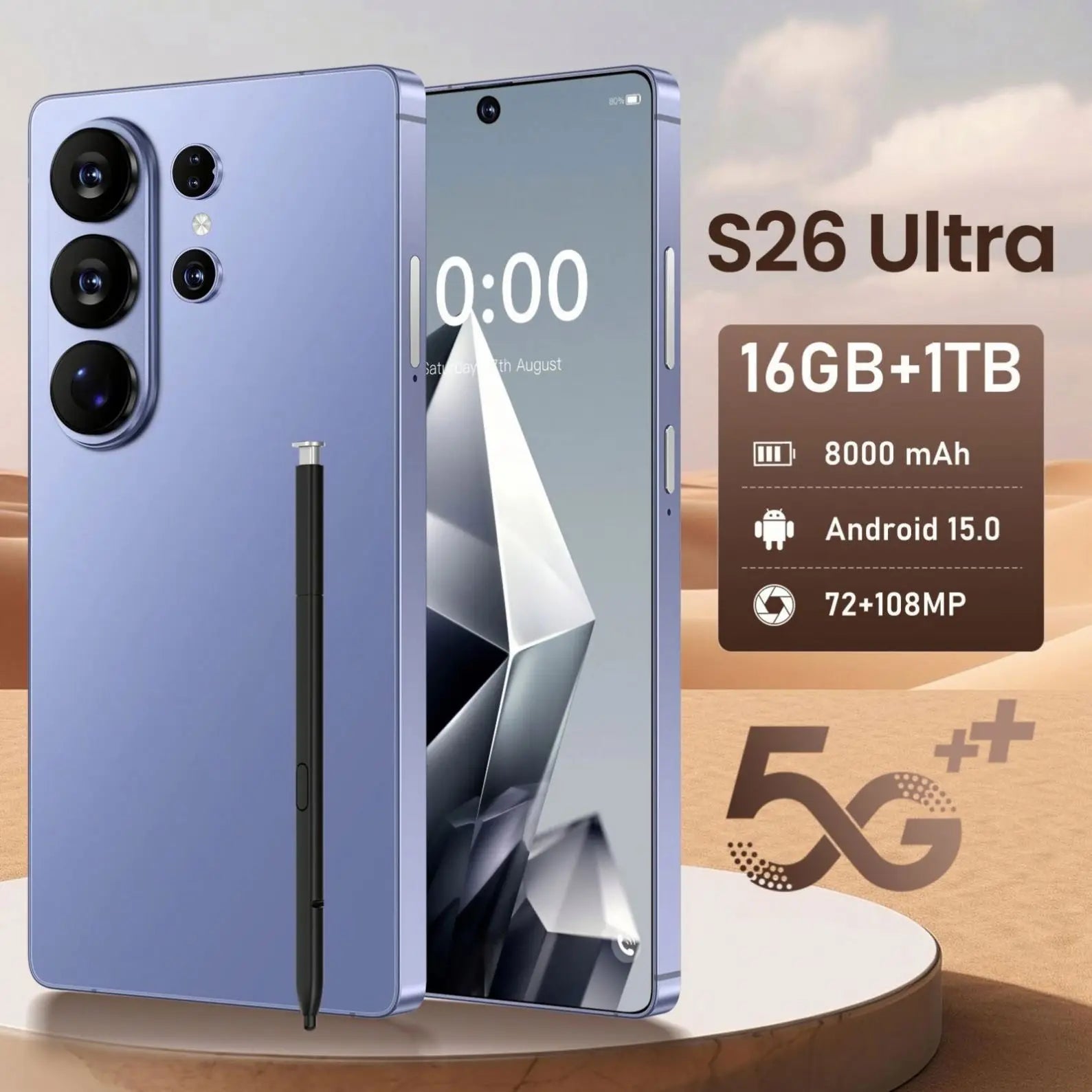 Original S26 Ultra 1TB 16GB RAM Android 15 Unlocked 5G Smartphone side profile view