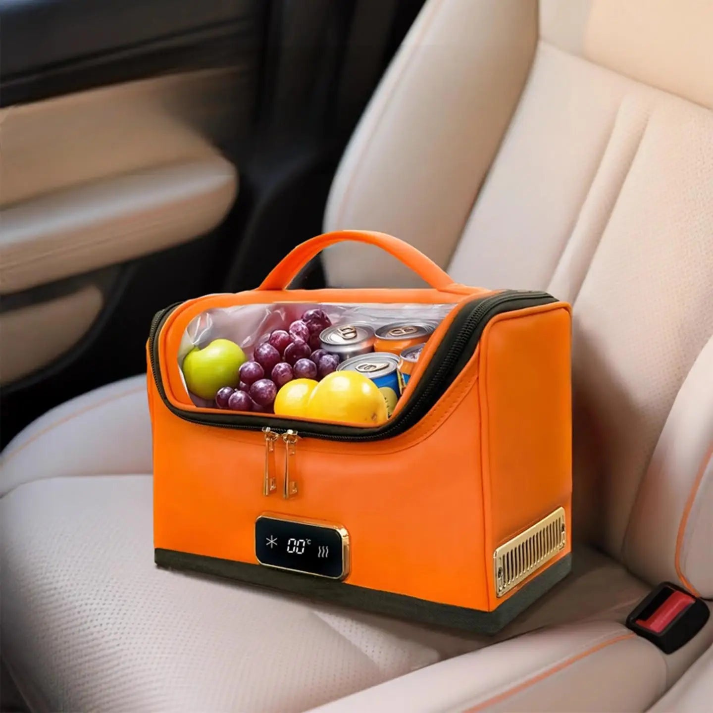 Luxury Pu Leather Hot and Cold Bag DC Electric Cooler Warmer Portable Fashionable Women's Handbag High-end Car Accessory