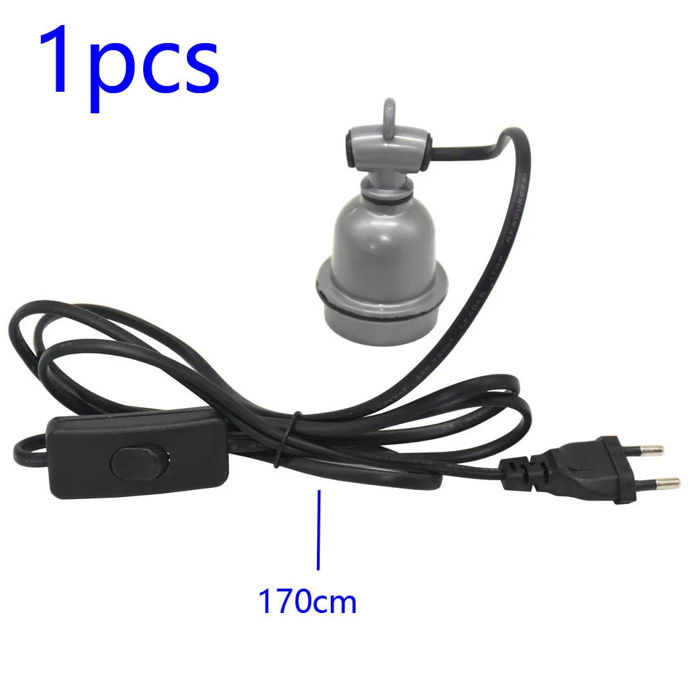 Grey 300W pet heating lamp for chicken brooders and reptile terrariums with 170cm cable and thermostat controller.