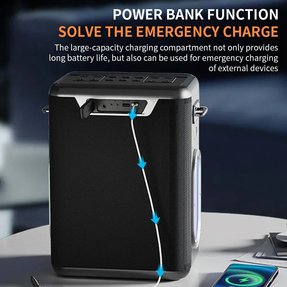 Portable Bluetooth Speaker 400W Wireless System - Black Metal My Store