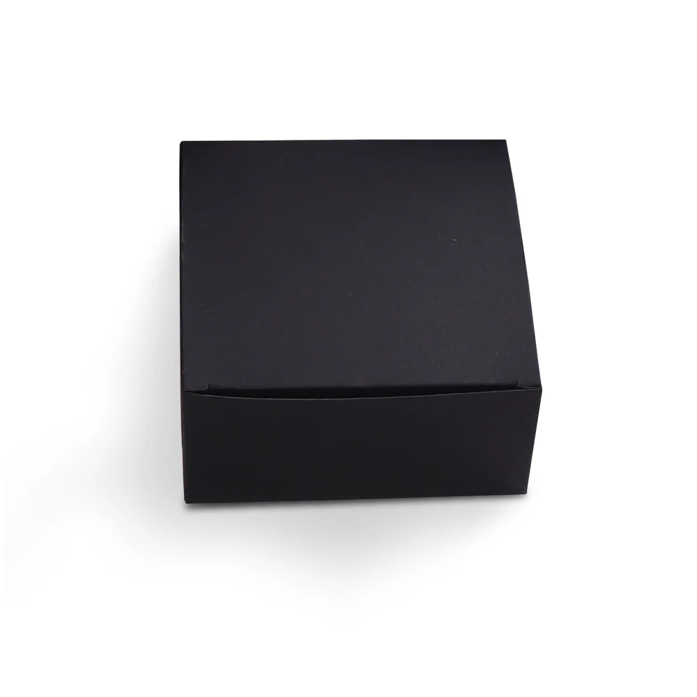 Black shipping box mailer carton with square shape and closed top
