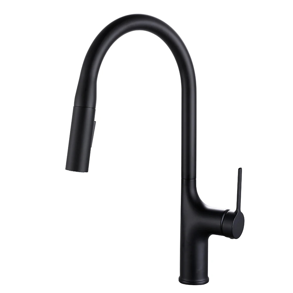 Bagnolux Titanium Black Brushed Deck Mounted Kitchen Faucet Two Function Single Handle Pull Out Mixer Hot and Cold Water Taps