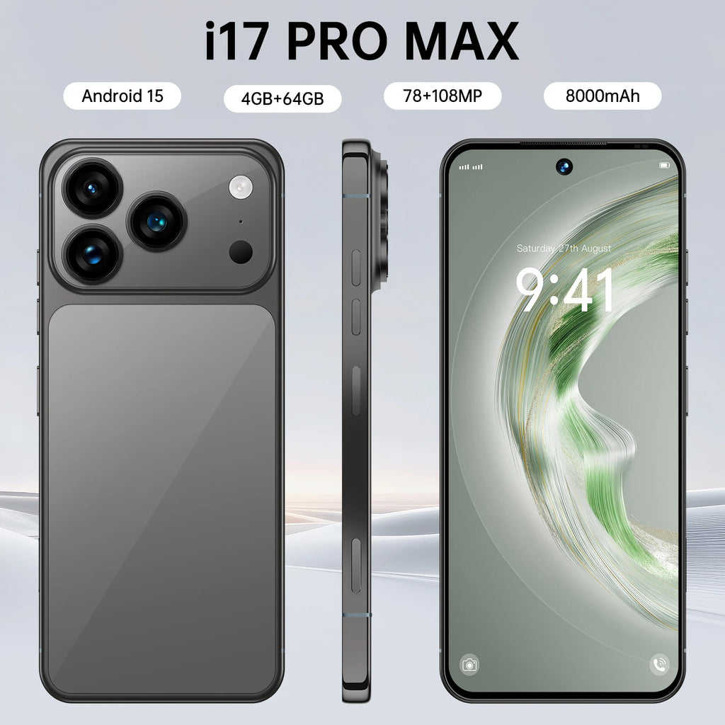 2025 Newest I17 Pro Max 7.3\" Smartphone 8GB+256GB 5G 108MP Camera 7800mAh Android 14 NFC Octa Core LTE HD French German Spanish