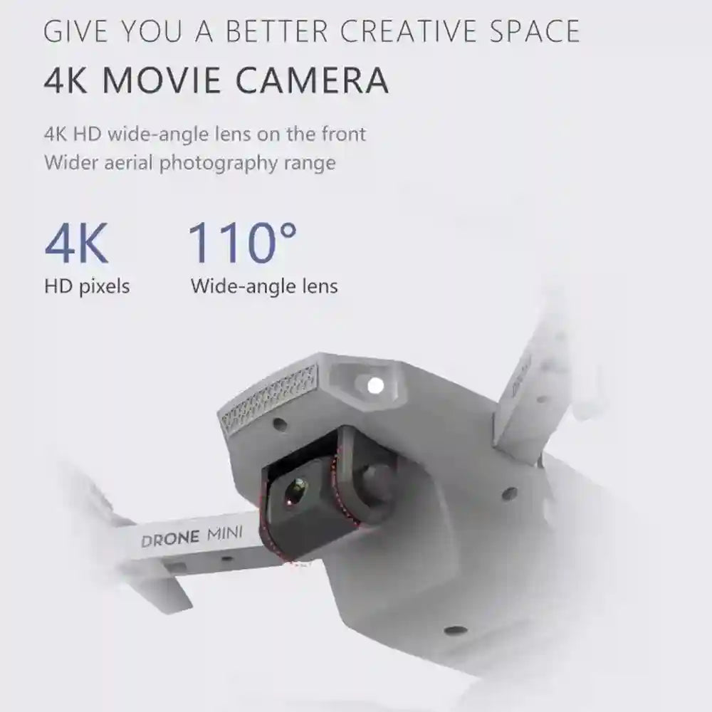 4K Camera Drone - Foldable Obstacle Avoidance Drone for Beginners Gray Tidesmit