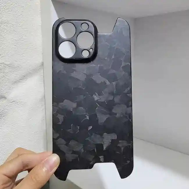 Carbon Fiber iPhone 15 Pro Case - Military-Grade Drop Protection forged black matte+black box OPP Bag Tidesmit