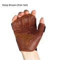 Weight Lifting Gloves - Anti-Slip Cowhide Gym Hand Protection Deep Brown a pair Tidesmit