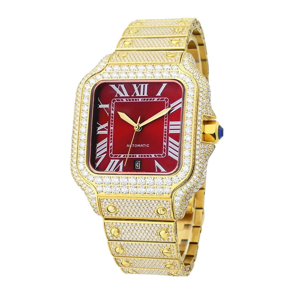 Reloj Full Diamond Jewelry Hip Hop Iced Out Automatic Watches Gold Luxury Men Mechanical VVS Moissanite Watch