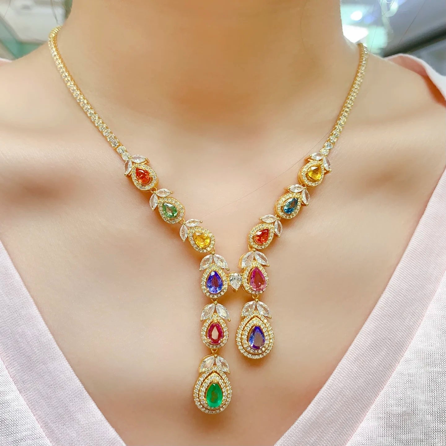 Seasonal Collection 925 Sterling Silver Natural Gemstone Necklace Rotating Catalog Fine Jewelry Supply