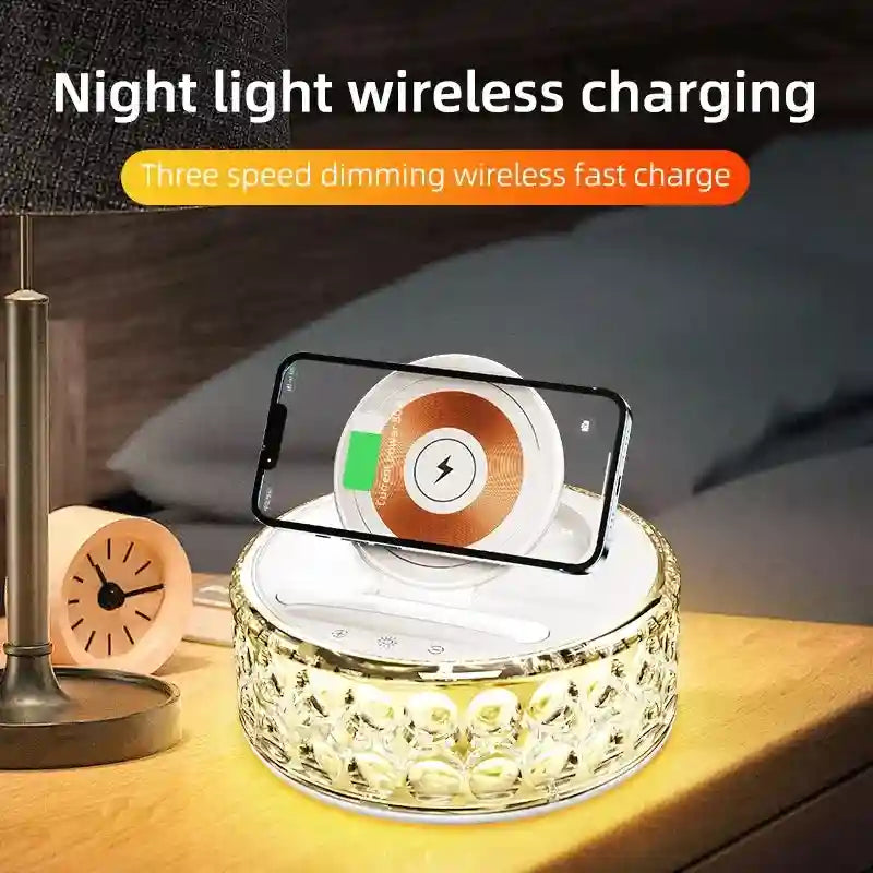 Wireless Charging Camping Lamp | 15W Fast Charge Desk Light - White Tidesmit