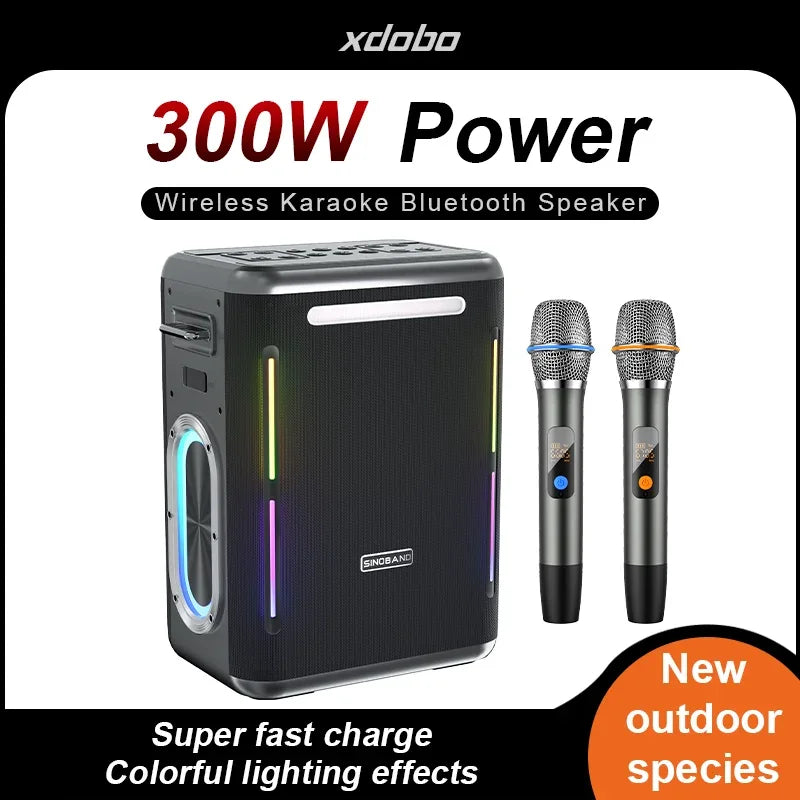 Portable Bluetooth Speaker with Wireless Microphone & RGB - Black My Store