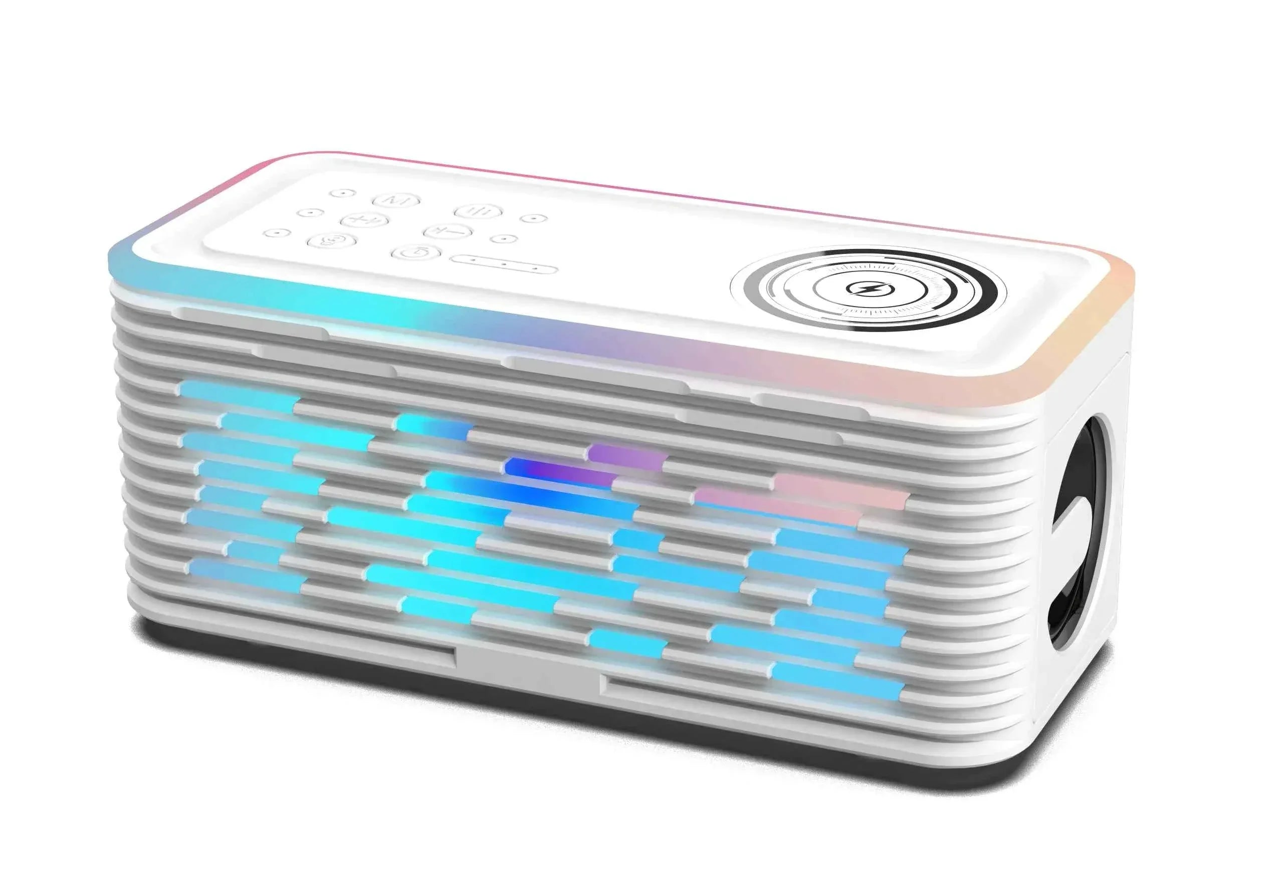 Portable Bluetooth Speaker with Wireless Charger and RGB LED Light White My Store