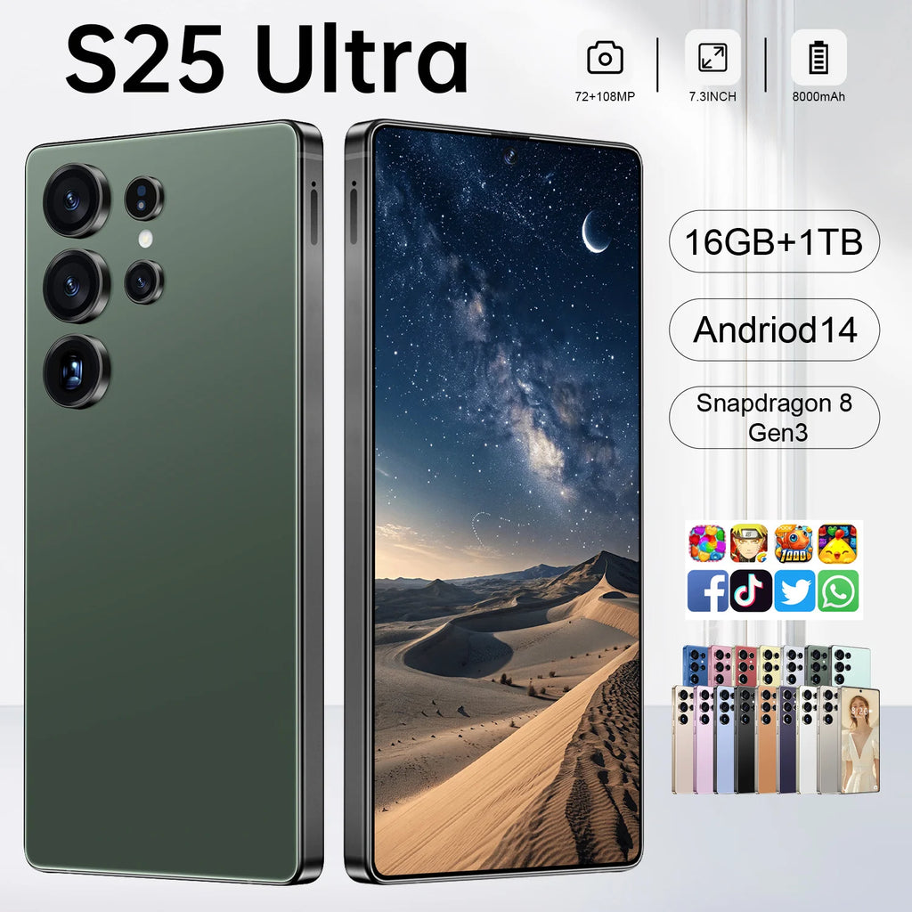2025 Original S25 Ultra 5G Smartphone Touch Pen AI 16GB + 1TB6.9-inch Screen Dual SIM Unlocked Global Android Phone