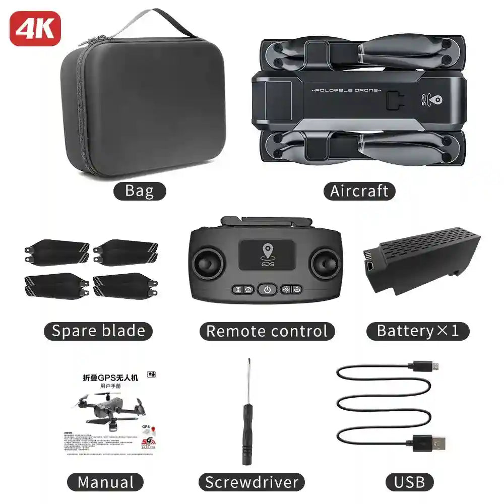 4K GPS Camera Drone - HS107 Foldable Quadcopter with 30-Min Flight Time Tidesmit