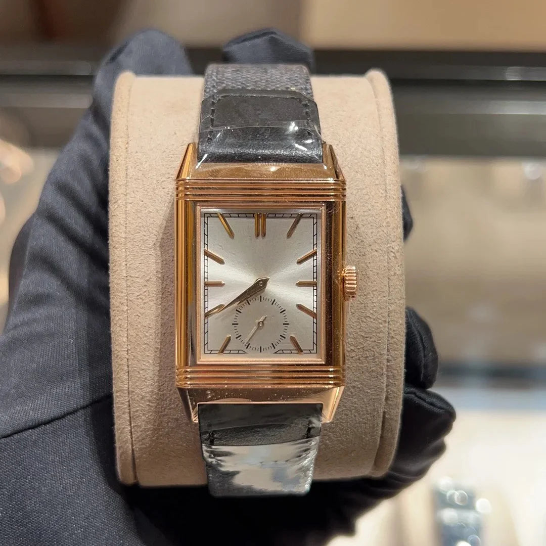 Reverso Luxury Diver Rectangular Dual-Face Flip Dual Time Mechanical Watch 45-Hour Power Reserve 20mm Analog Coin European