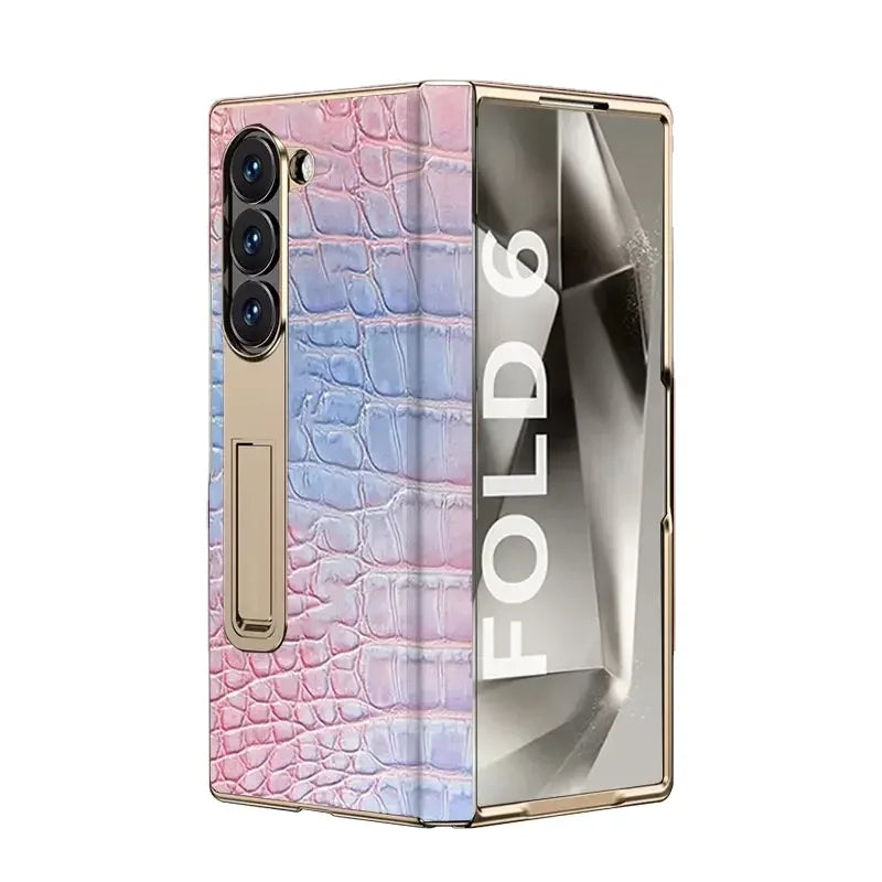 Samsung Galaxy Z Fold 6 Crocodile Leather Case with Screen Protector Tidesmit