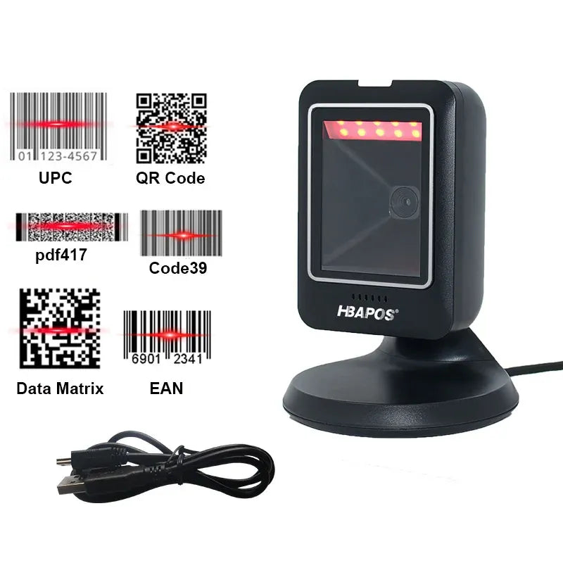 Barcode Scanner 2D All-Round Desktop Automatic Sensing Data Matrix Reader Supermarket USB Barcode Reader 1D 2D QR Code