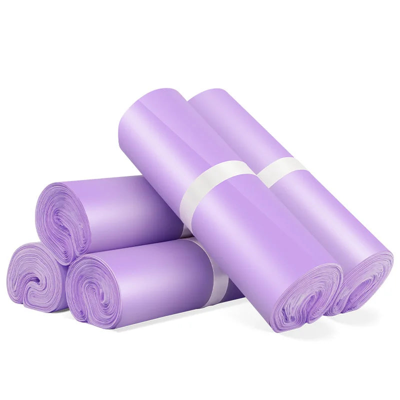 Purple plastic packing roll set with three rolls and white band