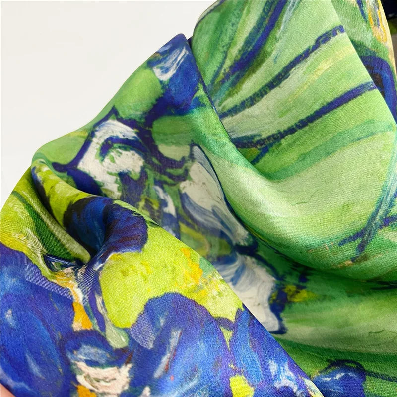 2023 Fashion Trendy Printed 100% Pure Long Silk Scarf From China Wholesale Luxury High Quality Head Wear Hijab Shawls
