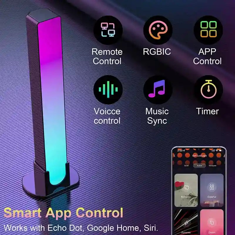 Smart RGBIC LED Floor Lamp 24W | App-Controlled WiFi Ambient Lighting Tidesmit