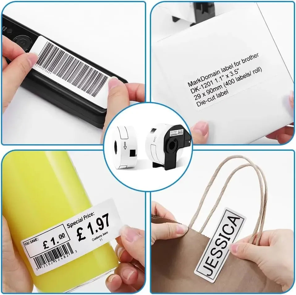 For Brother QL Printer Compatible Ribbons 29 X 90mm Die-Cut Standard Paper Address Barcode Multipurpose Label Tape Roll