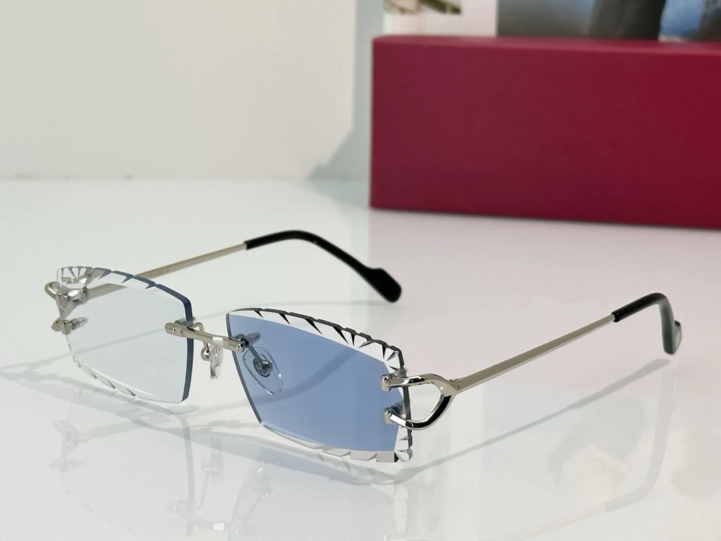 2026 Luxury Designer Photochromic Sunglasses High Quality Color-Changing Diamond Cut Brand Frameless Sun Glasses for Men Women