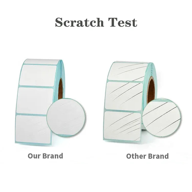 Scratch test thermal shipping labels roll, cyan-edged label sheets and circle label