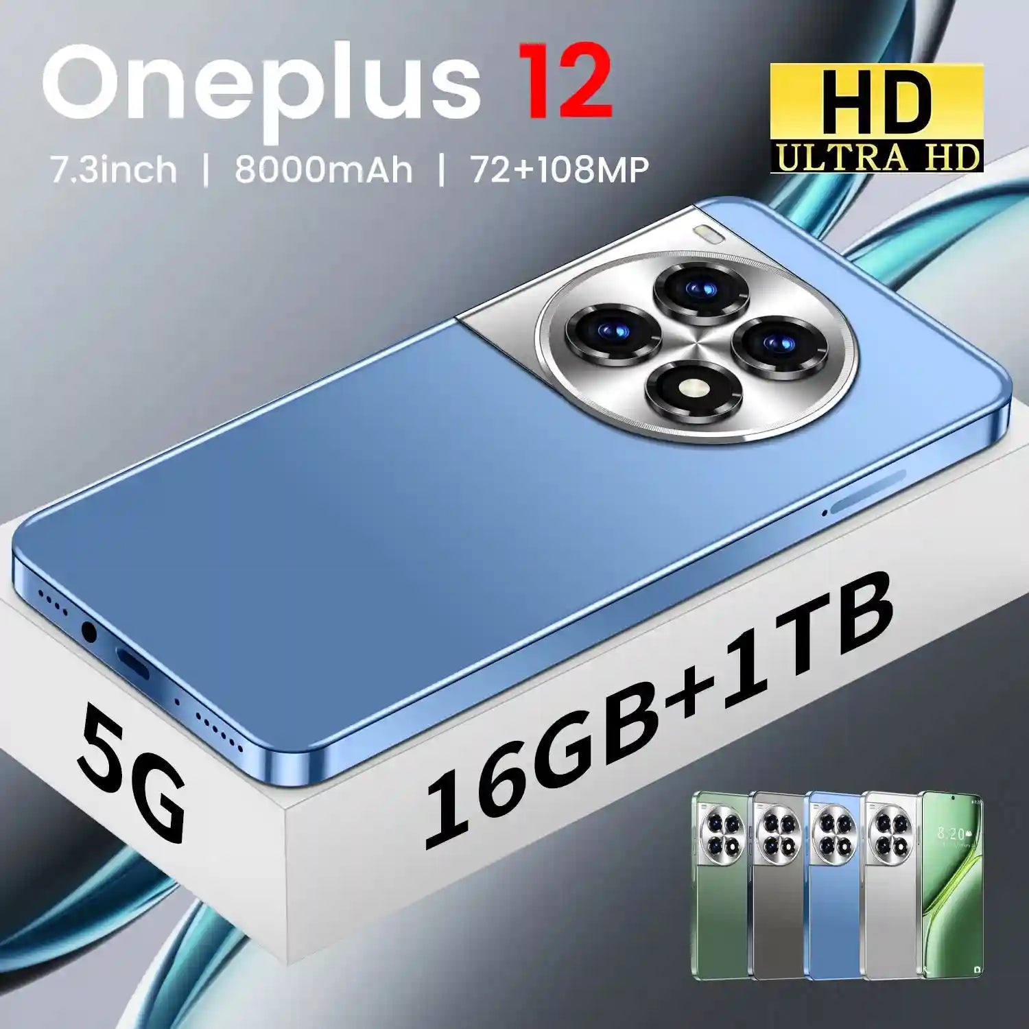OnePlus 12 5G Smartphone 16GB RAM 1TB Storage AMOLED Display Tidesmit