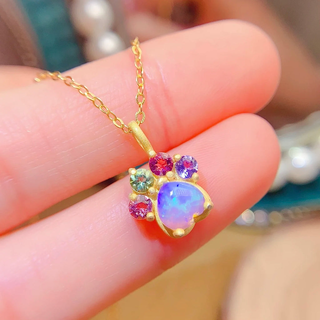 Factory Direct Sales 925 Sterling Silver 18k Natural Opal Charm Bulk Wholesale Women Children Pendant for Party