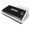 Rectangular black and white portable label maker with a top-mounted label feed slot and indicator lights.