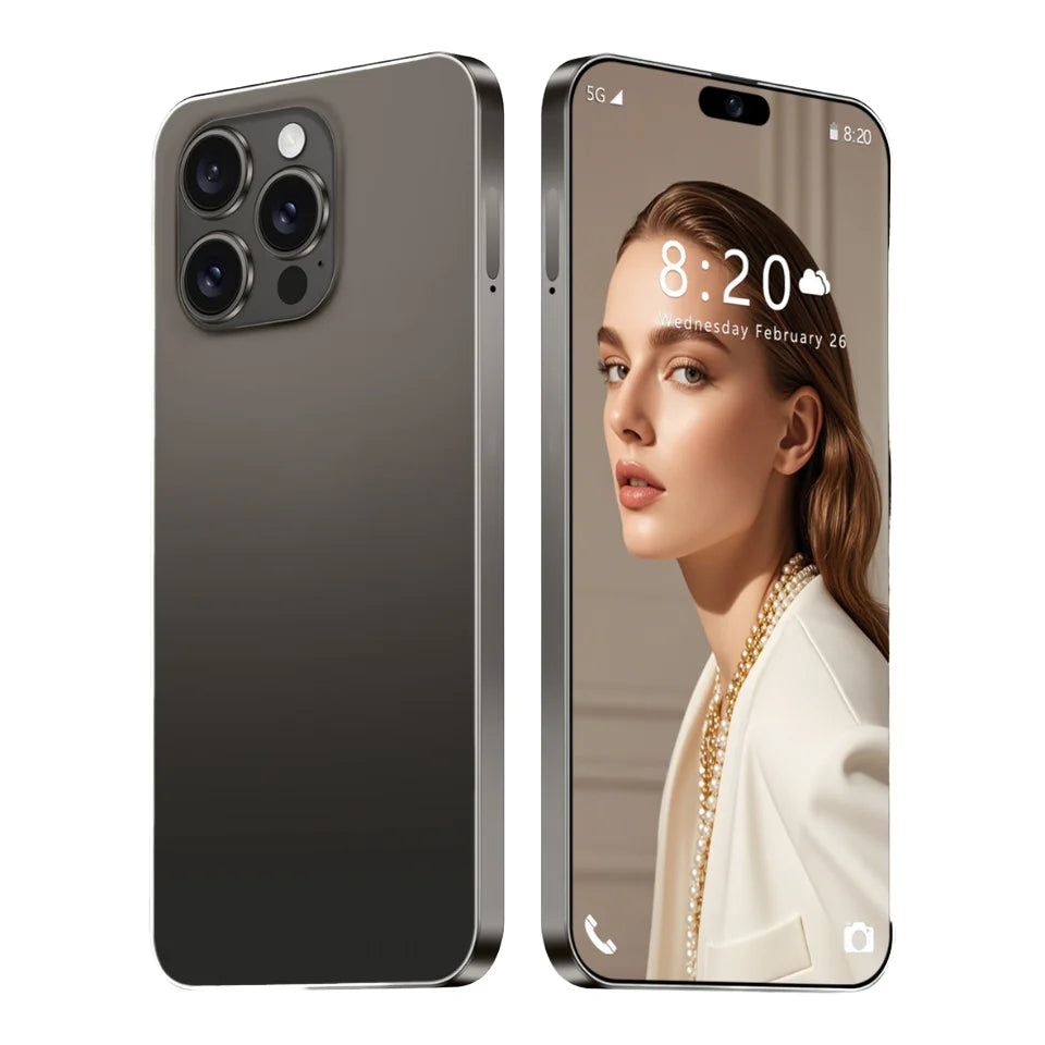 2025 I16 Pro Max Smart Android 13 Mobile Phone 7.3" HD Screen Deca Core CPU 5G 16GB+1TB 144Hz 108MP 65W Quick German French